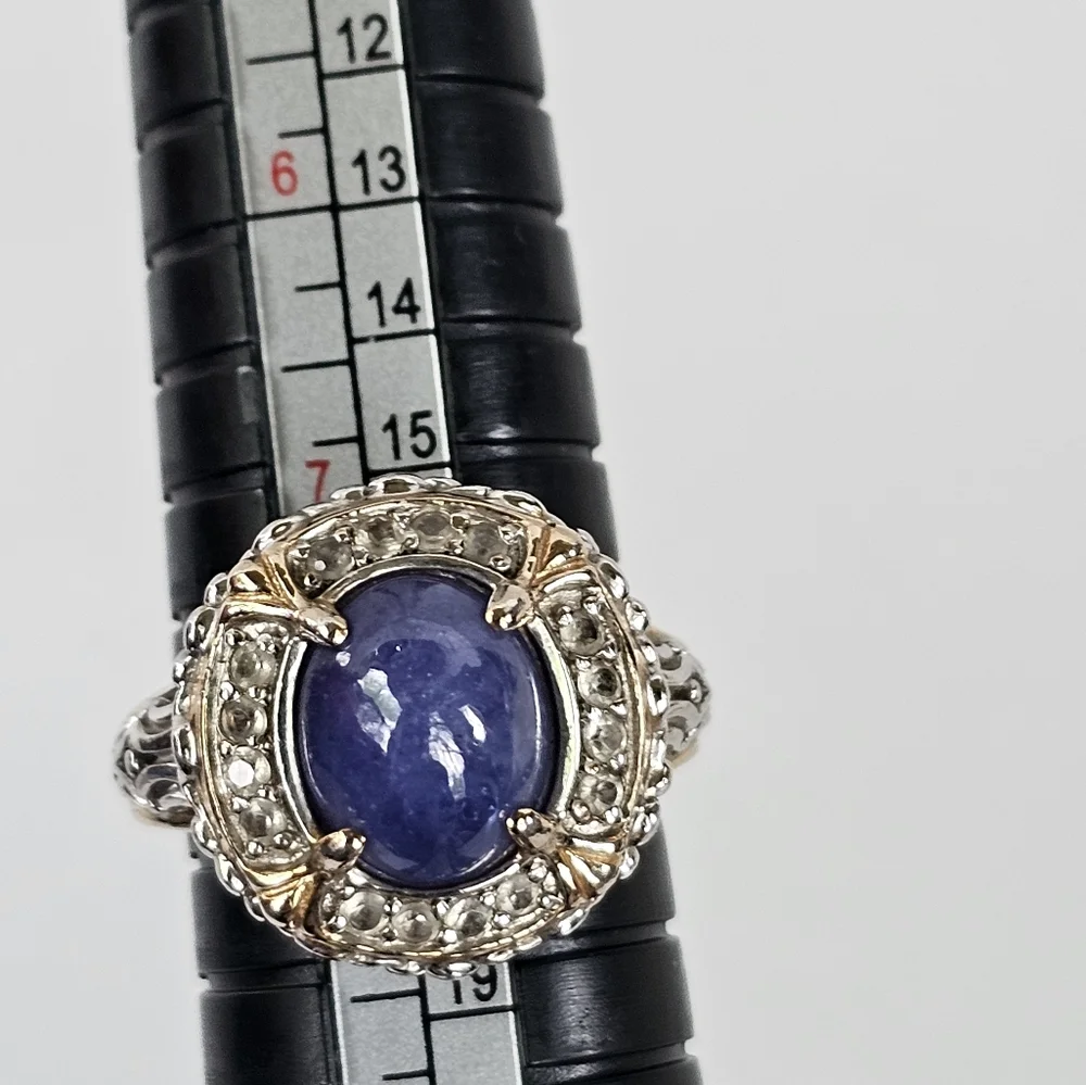 Genuine Iolite & Topaz Victoria Wieck Ring In 18k over Sterling Silver Sz 8 - Picture 7 of 7